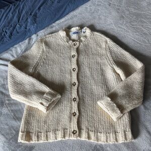 Vintage Old Navy Cream Heavy Thick Knit Cardigan Sweater XL